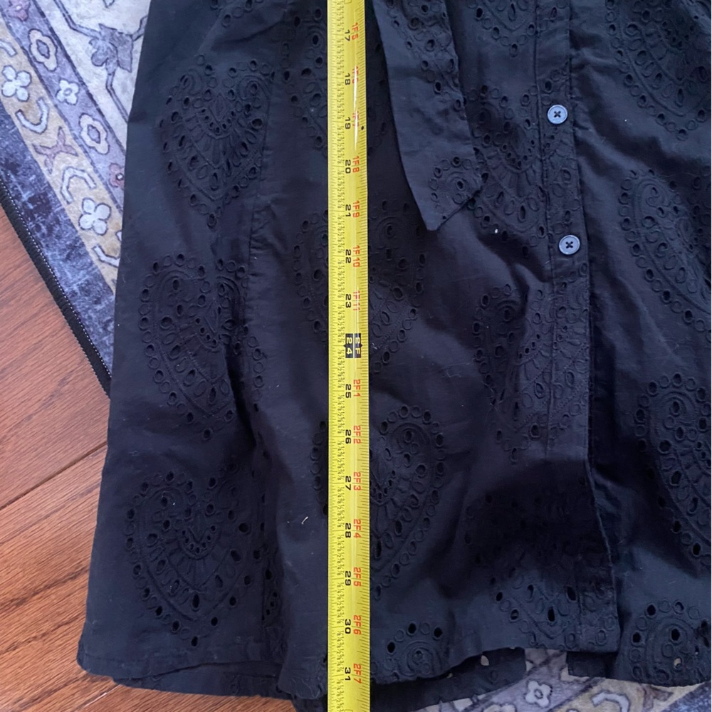 Boden Black Eyelet Button-Front Midi Dress - Picture 3 of 14
